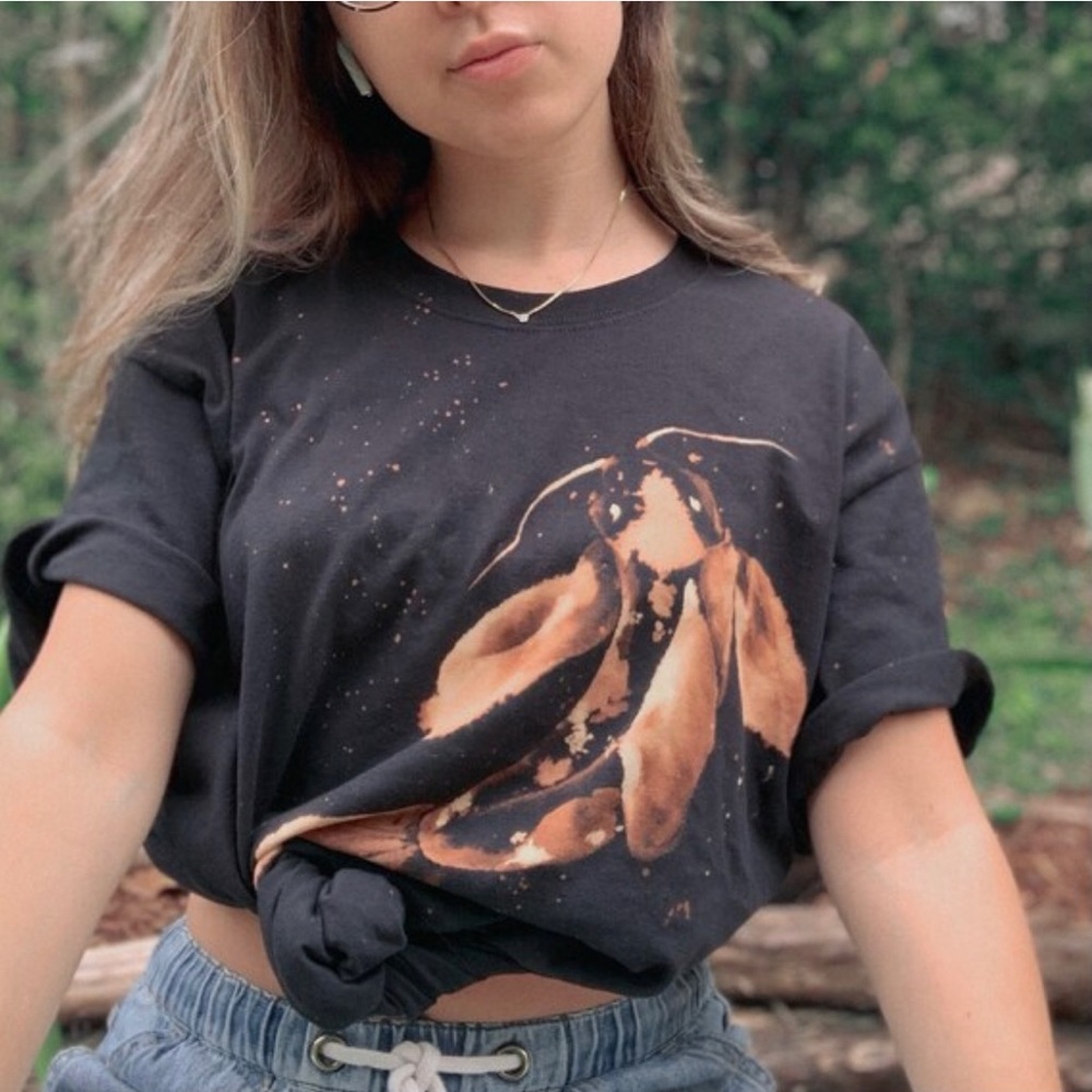 Bleach dyed koi fish tee